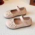 thumbnail image 6 of GobdXE Little Girls Mary Jane Dress Shoes White Floral Rhinestone Flat Princess Wedding Party School Uniform Shoes Color:Pink,Size:12, 6 of 8