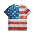 thumbnail image 3 of IYYVV 4Th Of July Tops Fall Short Sleeve Shirts For Women Dressy Casual Crewneck Cute Trendy Tunic Tops Stars Stripes Print Oversized T Shirts Women'S Summer Clothes Blue L, 3 of 4