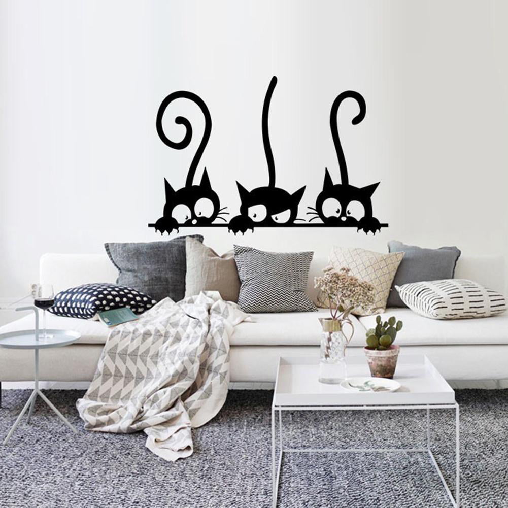 Three Silly Cats Kittens Fun Wall Sticker Decorative Art Decal Wallpaper 12x8 