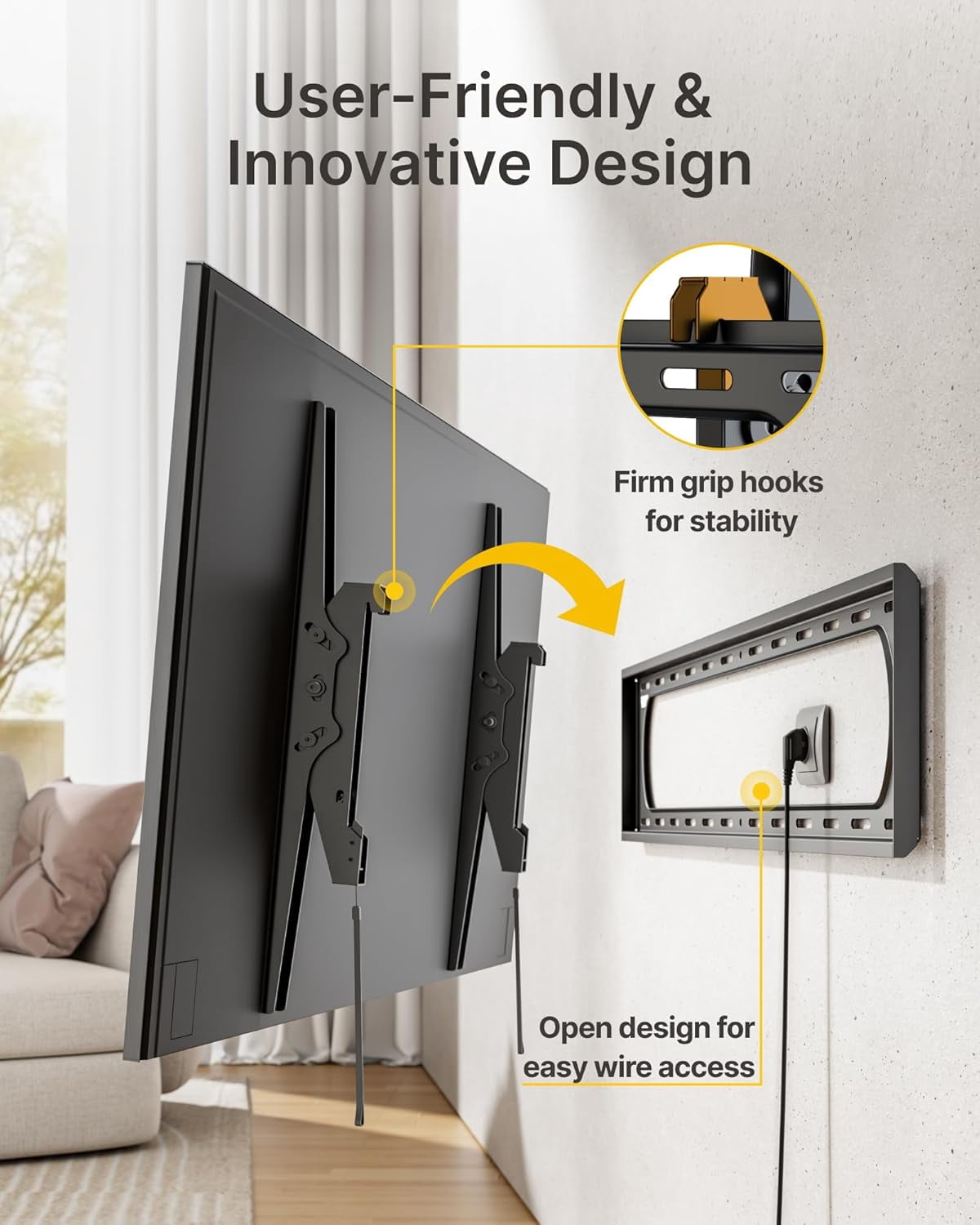 monTEK Heavy Duty Tilting TV Wall Mount for 60–120" TVs – 10° Tool-Free Tilt, Low Profile 3.1" Slim Bracket, Supports Up to 300 lb, Fits 16"/18"/24" Studs, Max VESA 900x600