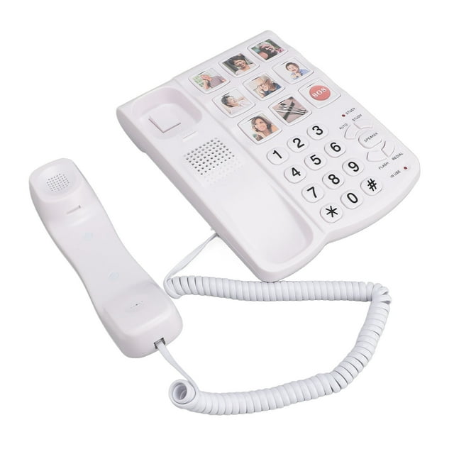 Teléfono de Línea fija con cable, Llamadas A Mano Con un Timbre extra Fuerte de Botón para emergencia para emergencia