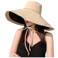 thumbnail image 3 of Lispipm Oversize Beach Sun Hats for Women Summer Travel Reversible Hat Outdoor Wide Brim Adjustable Chin Strap Hiking Caps Beige, 3 of 4