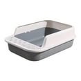 thumbnail image 3 of Cat Litter Box Detachable Open Top Pet Litter Tray Splashproof Semi Closed Large White and Gray, 3 of 8