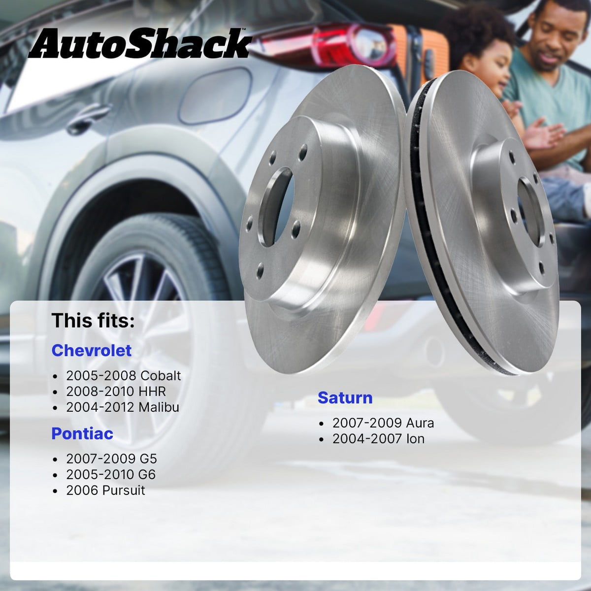AutoShack Front Brake Rotors for Chevrolet & Pontiac, Malibu 2004-2012 G6 2005-2010 Cobalt 2005-2008 HHR 2008-2010, FWD L4 2.0L 2.2L 2.4L V6 3.5L 3.6L 3.9L - 11.65" (296 mm), 5-Lug