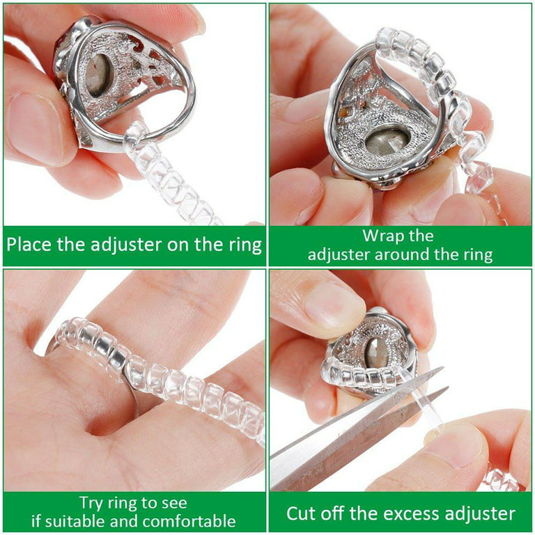 Invisible 8 Pcs Ring Size Adjuster to Fit Any Loose Rings Assorted Sizes  With Polishing Jewelry Cloth 