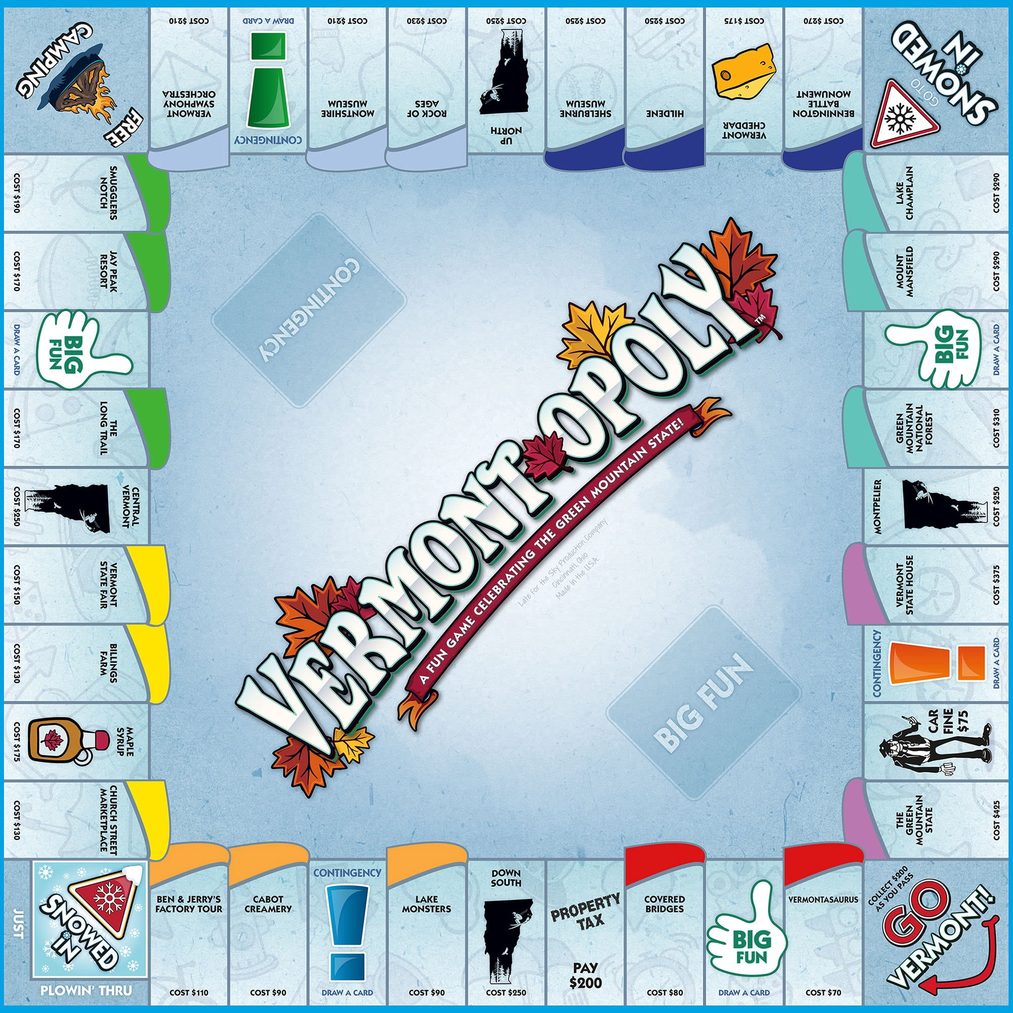 Late For The Sky: Vermont-Opoly - State Themed Family Board Game, Opoly-Style Game Night, Traditional Play Or 1 Hr Version, Ages 8+, 2-6 Players