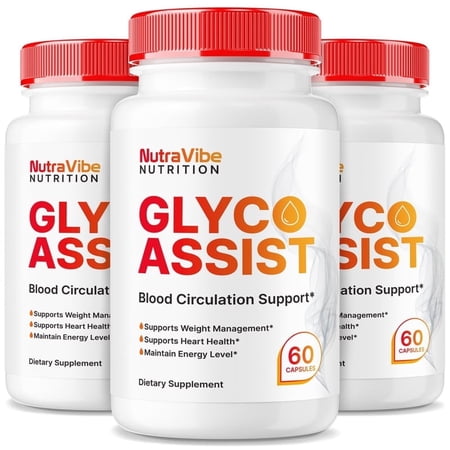 (3 Pack) Glyco Assist Capsules, Original Glucose Assist Formula - Naturally Supports Healthy Circulation, Stable Levels and Energizes the Body, Official Review (180 Capsules)