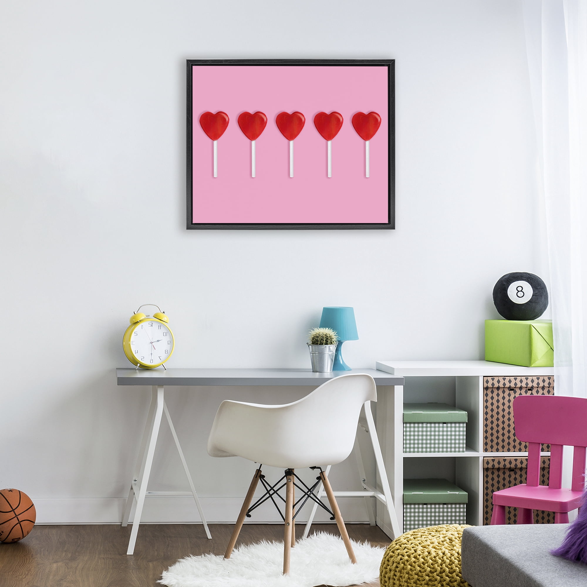 Stupell Industries Valentine's Heart Pops Black Framed Floater Canvas Wall Art, design by LISH Creative