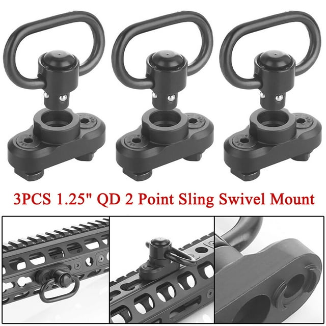 ALLTIMES 3PCS 1.25" QD 2 Point Sling Swivel Mount for M LOK, Aluminum Portable 360 Degree Rotatable Quick Detach Push Button Mount Adaptor, 1 Pack