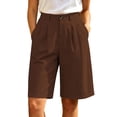 thumbnail image 2 of Women's Wide Leg Shorts Baeitkot Women's High Waisted Shorts Pleated Wide Leg Knee Length Casual Shorts with Pockets for Work Office Coffee M, 2 of 9