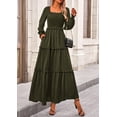 thumbnail image 4 of Vestido PRETTYGARDEN 2025 Maxi con Mangas Largas y Fruncido Verde Militar Talla L, 4 of 8