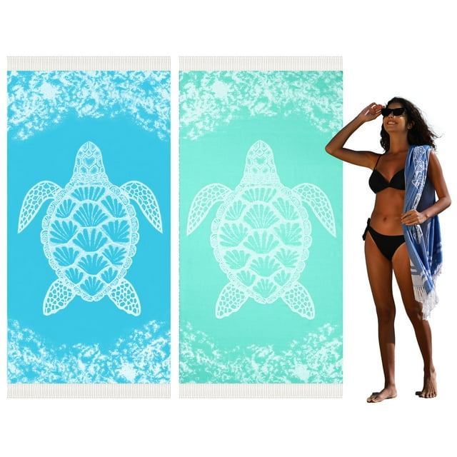 Toalla de Playa Widdonen de Algodón Absorbente y de Secado Rápido 90x200 cm, Paquete de 2