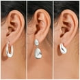 thumbnail image 2 of JeenMata Juego de 3 pares de pendientes de moda para mujer chapados en oro blanco, pendientes de aro, pendientes hipoalergénicos de gota gruesos y ligeros, regalo de joyería para mujer, 2 of 5