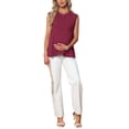 thumbnail image 2 of INSPIRE CHIC Womens Maternity Tank Tops Pleated Peplum Tunic Cap Sleeve Casual Shirt Dressy Sleeveless Pregnancy Blouses 2XL Red, 2 of 6