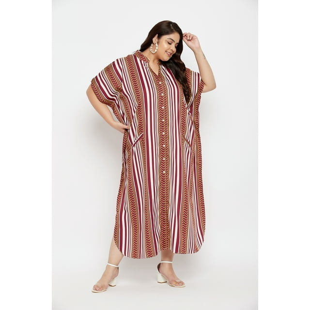Oussum Robe Caftans pour Femme Grande Taille Imprimée Longue Maxi à Boutons Robes Caftan
