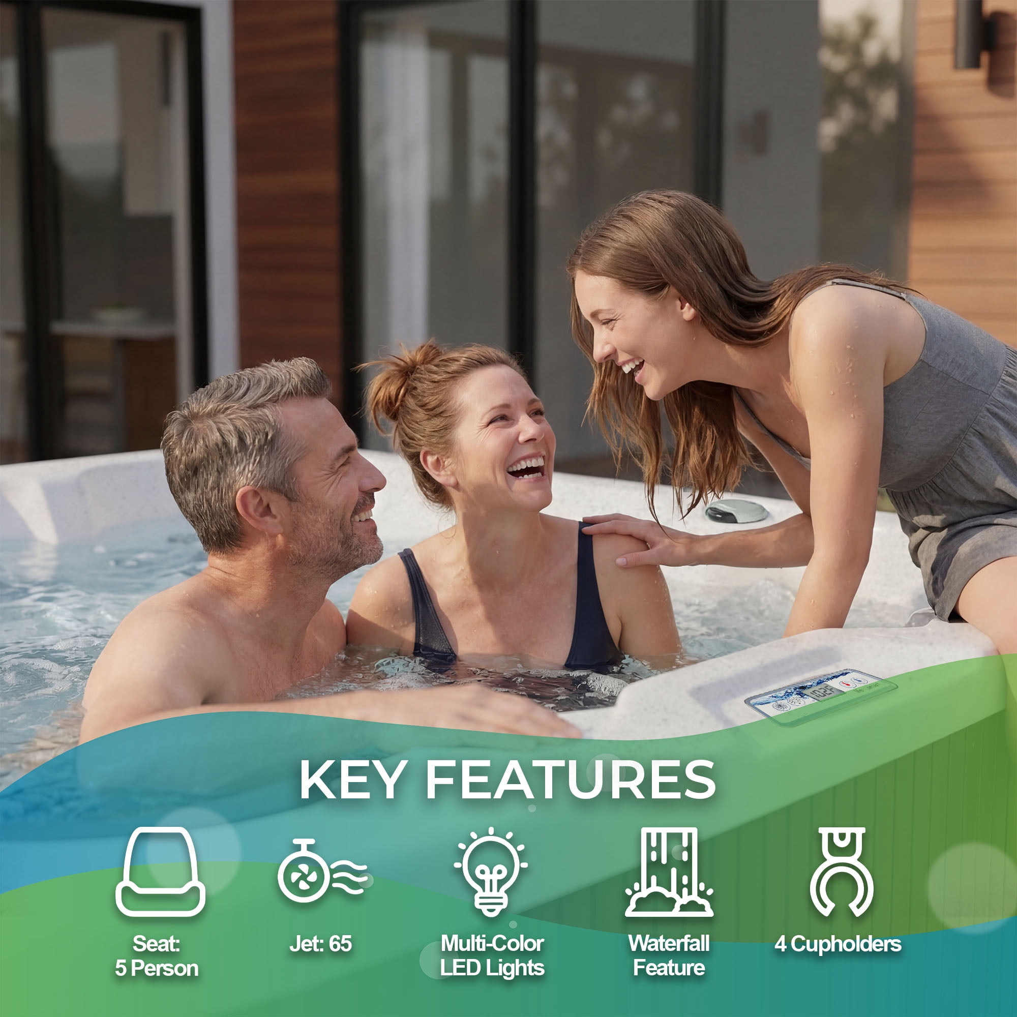 Lifesmart LS550 Plus Hot Tub - 5 Person, 65- Jet, 220-Volt Spa Sea Salt/ Espresso