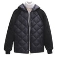 thumbnail image 1 of AherBiu Plus Size Womens Jacket Trendy Causal Full Zip Coat Winter Warm Fleece Patchwork Jackets with Hood, 1 of 4