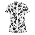 thumbnail image 3 of Womens Scrub Tops Short Sleeve V-Neck Floral Print Shirts Nursing Uniforms with Pockets Work Clothes Outfits, 3 of 4