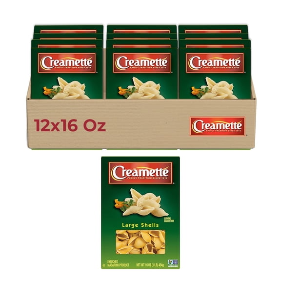 Creamette Large Shell Pasta, 12-Pack (16 oz Each) – Perfect for Baked Dishes, Soups & Stuffed Pasta Recipes