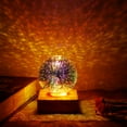 thumbnail image 3 of 3D Colorful Glass Night Light USB Projector Lamp Magic Glass Ball Night Light with Wood Base Home Decor Gifts, 3 of 8