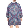 thumbnail image 2 of Wearable Oversized Blanket,Blue Ethnic Paisley Pattern Wearable Blanket Hoodie for Adults,Cozy Hooded Blankets with Super Pockets,Super Warm Fuzzy Pullover for Women & Men, 2 of 6