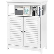 Giantex Bathroom Floor Storage Cabinet, Multifunctional Free Standing Storage Cabinet, Double Shutter Doors, Adjustable Shelf for Bathroom, Living Room, Corridor, 23.5 x 12 x 31.5 inches (White)