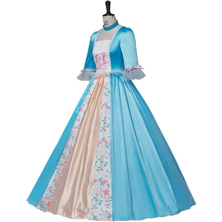 two piece princess dress New Two Piece Set Medieval Blue Vintage Women Princess Daily Gown Theater Drama Dress