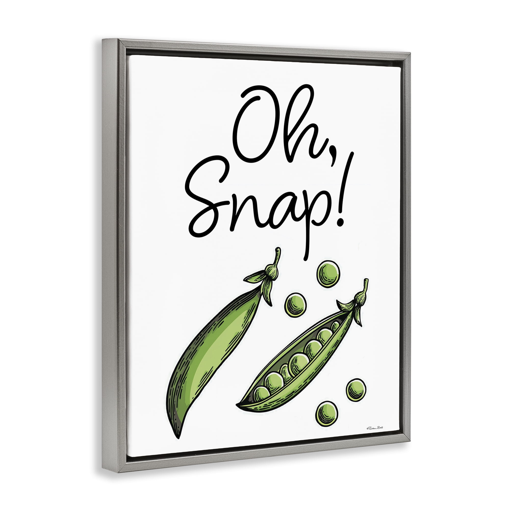 Stupell Industries Oh Snap Peas Gray Framed Floater Canvas Wall Art, design by Susan Ball