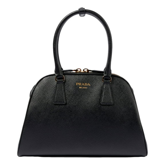 Prada Saffiano Soft Calfskin Top Handle Handbag Medium Nero Black NEW