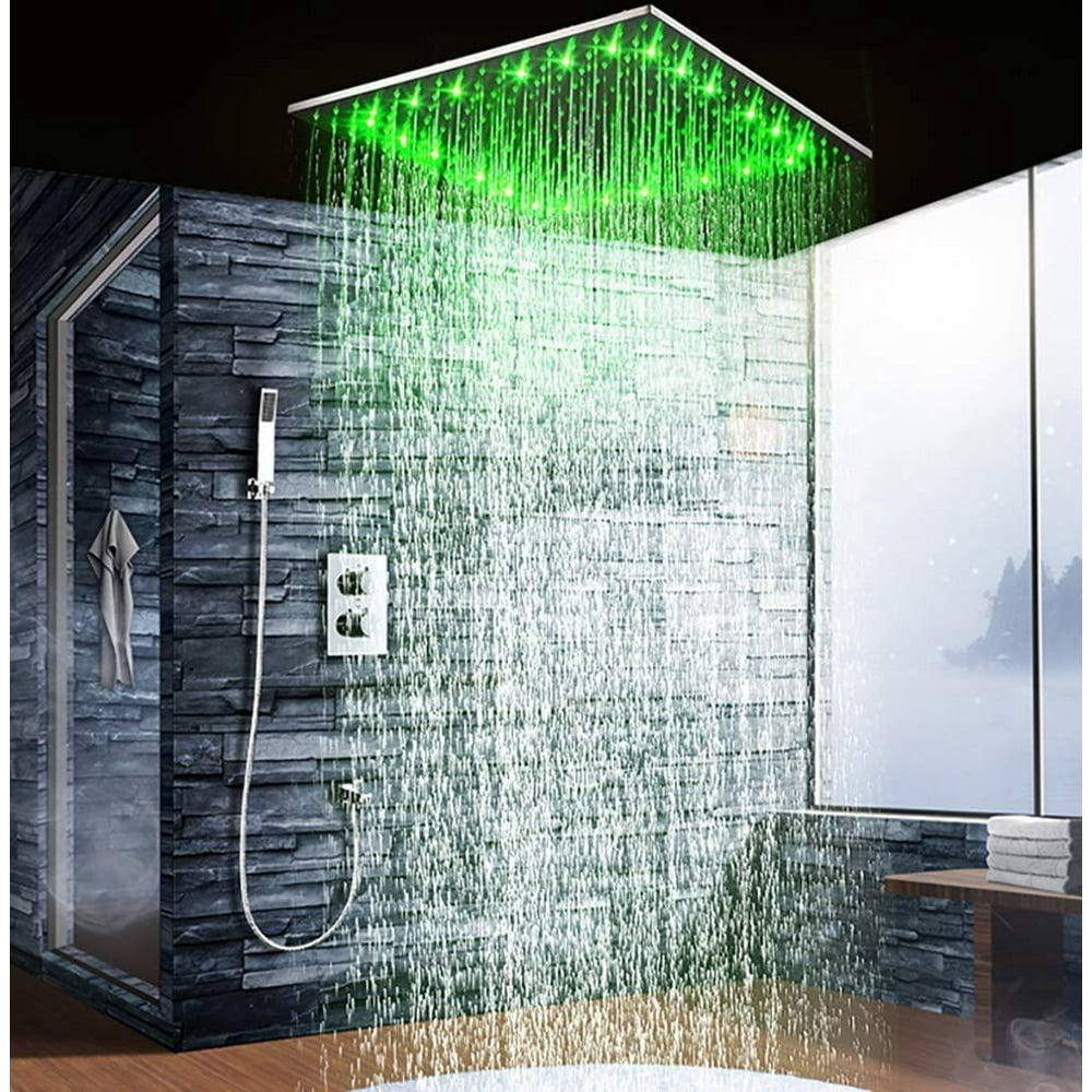 Cascada Luxury 20" Square Ceiling Mounted Thermostatic Shower System 2