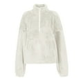 thumbnail image 5 of BRDFRL Pullover Womens Quarter Zip High Neck Fluffy Fleece Sherpa Sweaters Sweatshirt Winter Warm Fuzzy Top Beige 2XL, 5 of 7