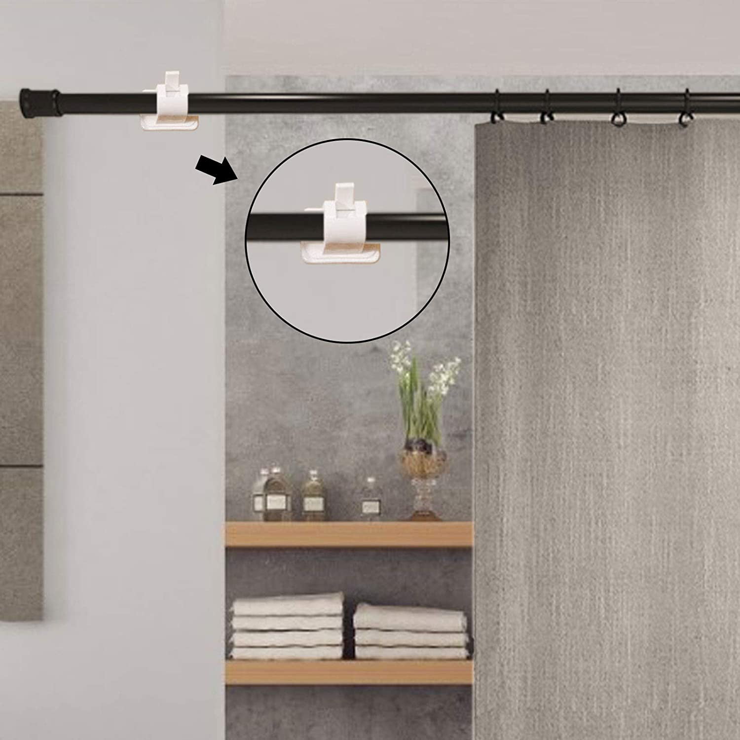 Pianpianzi Curtain Rod Hooks for Wall s Handle on Demand Bath