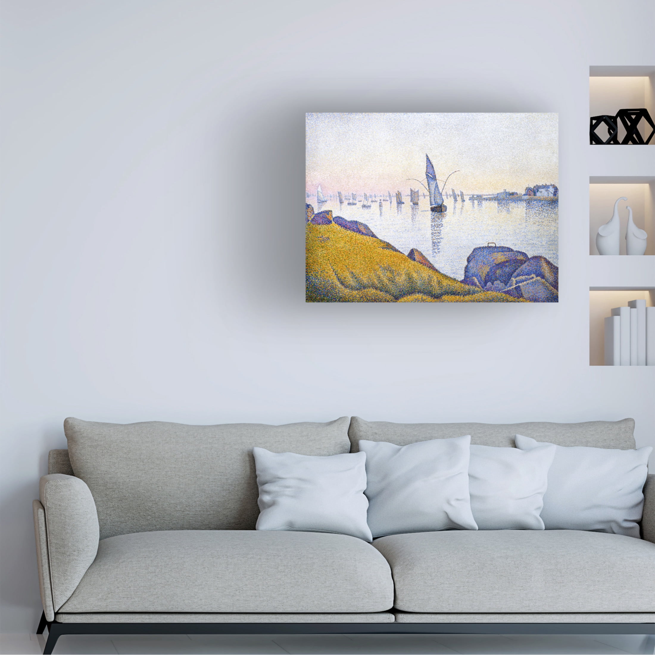 Canvas Wall Art - Pictufy  'Evening Calm 1891' Wall Art for Living Room, Bedroom, or Office D?cor by Trademark Fine Art - 47 x 35 Inches