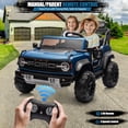 thumbnail image 4 of Ford Bronco Raptor 24V Ride on Toys, 2 Seater Ride on Cars with Remote Control, Bluetooth Music, Spring Suspension, Battery Powered Electric Car for Kids Ages 3-8, Blue, 4 of 7