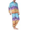thumbnail image 2 of Lsque Pixel Desert Landscape Pattern Long Sleeve Pajama Set for Men - Soft 2-Piece Sleepwear and Loungewear Set with Pockets, Comfy Nightwear-X-Large, 2 of 7