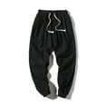 thumbnail image 2 of Mens Jogger Pants Loose Summer Drawstring Solid Casual Elastic Waist With Pocket Pants Black, 2 of 4