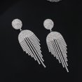 thumbnail image 3 of Pendientes circulares temperamento con flecos cadena llena de diamantes de imitación moda mujer pendientes diseño elegante, 3 of 5