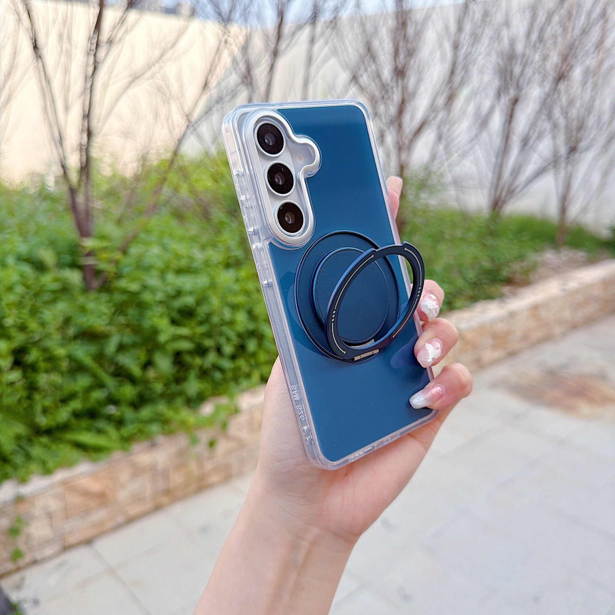 For Samsung Galaxy S26+ Phone Case 360° Rotatable Ring Kickstand Support Mag-Safe Anti-Scratch PC + TPU Hybrid Shokcproof Drop Protection Durable Rugged Thin Fit phone Case Cover Blue