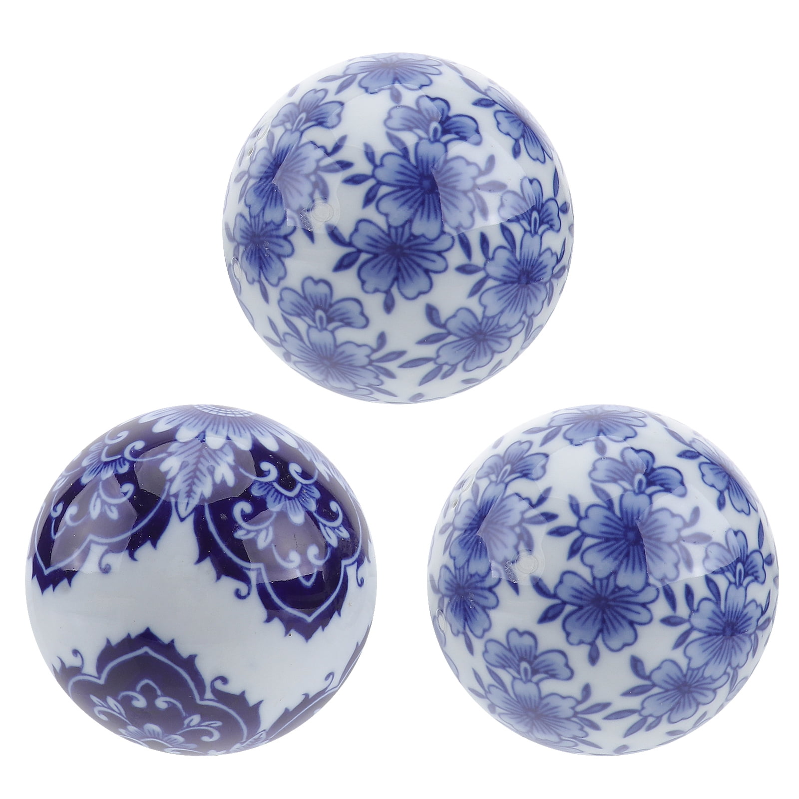Balls Decorative Ceramic Blue White Ball Floating Porcelain Decor Orbs