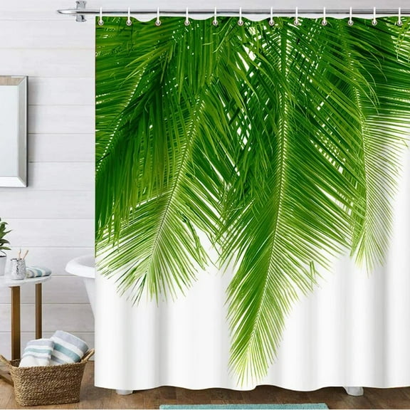 Tropical Leaves Shower Curtain 180cm *180cm with Green Plants Waterproof Shower Curtain Shower Curtains for Bathroom