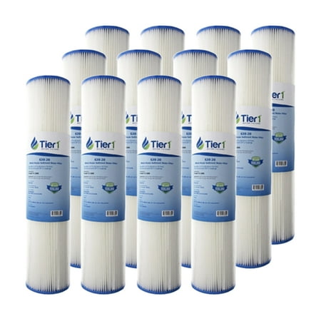 Tier1 Replacement for Pentek S1-20BB 20 Micron 20 x 4.5 Pleated Cellulose Sediment Water Filter 12 Pack - Not for Well