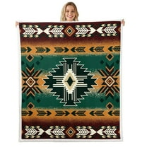 Erosebridal Bohemian Aztec Throw Blanket for Couch,Hippie Tribal Plush Blanket,Lightweight Sherpa Blanket 30x40,Boho Decoration