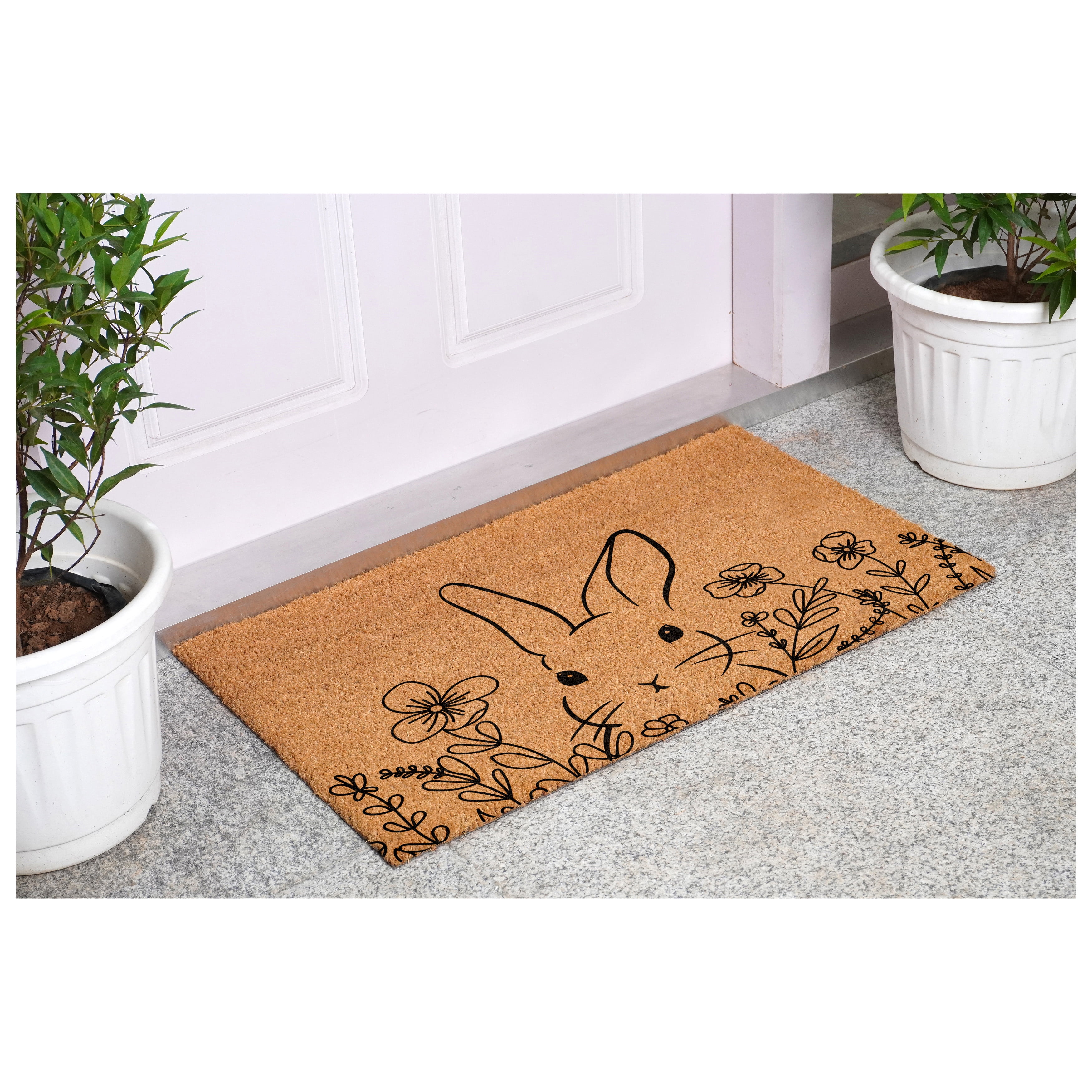 Calloway Mills 114561729 Floral Bunny Doormat, 17"x29"