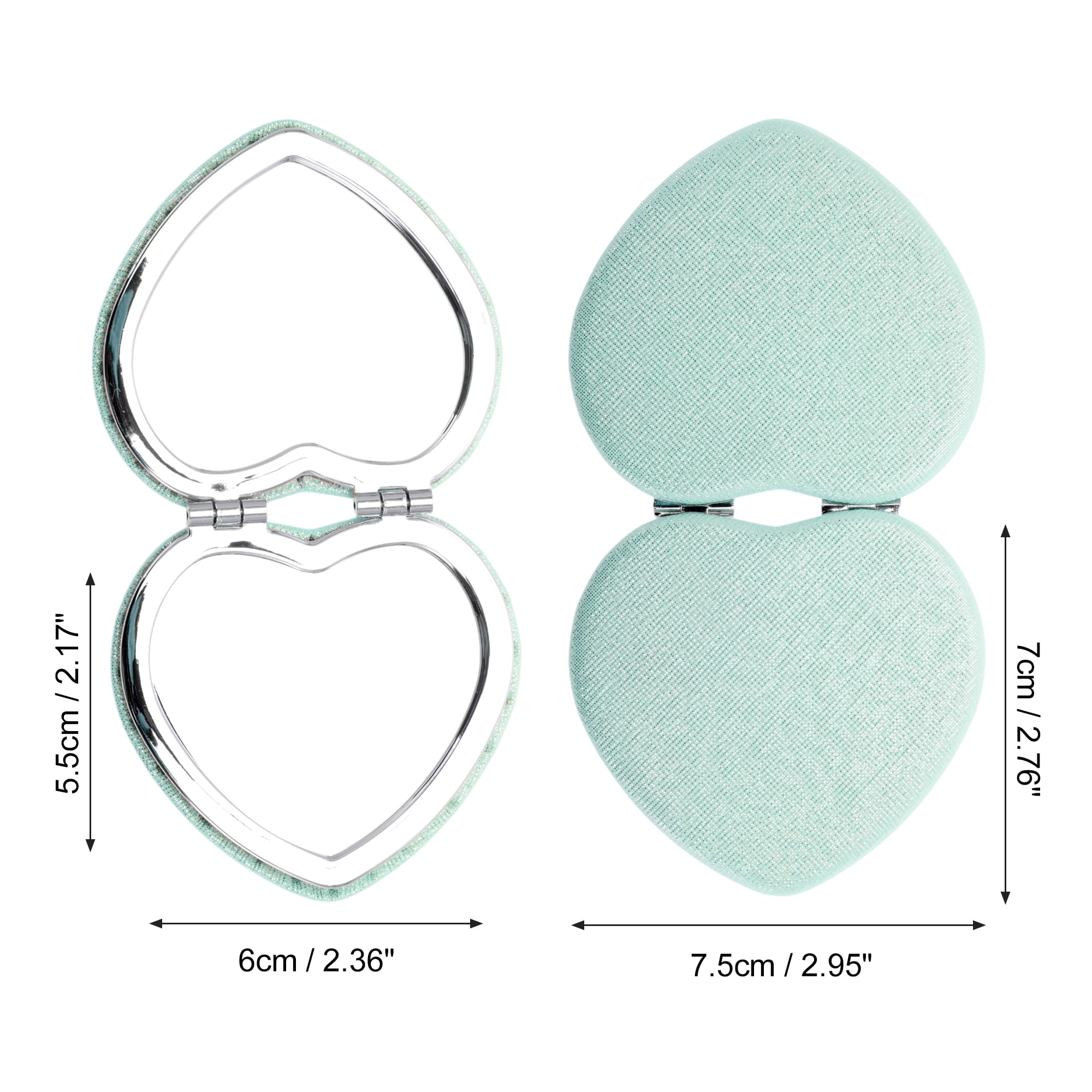 Unique Bargains 1pc Heart-shaped Makeup Mirror for Personal Grooming and Travel Green