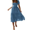 thumbnail image 1 of Ketyyh-chn99 Robes d'Été pour Femmes 2024 Robe Maxi Robe Maxi à Imprimé Floral à Manches Courtes Bleu, TG, 1 of 4