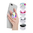 thumbnail image 1 of wonima11 4 Pcs Plastic Disco Crystal Phone Grip with Expanding Kickstand Adhesive Diamond Phone Holders Collapsible Foldable Finger Stand Holder for Smartphone Tablets(White, Pink, Black, Rainbow), 1 of 1