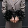 thumbnail image 3 of Tnobhg 1 Pair Faux Fur Cuff Sleeve Fluffy Luxury Soft Solid Color Windproof Warm Elastic Women Girls Universal Winter Wrist Warmer Cover, 3 of 8