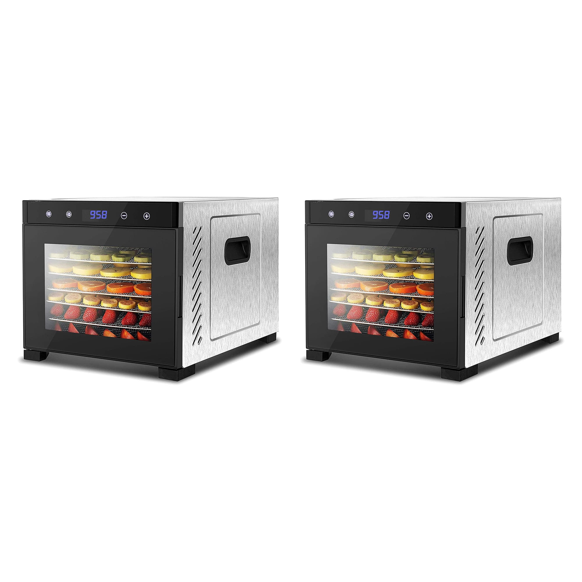 NutriChef Electric 600W Countertop Food Dehydrator with 6 Trays, Silver