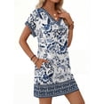 thumbnail image 4 of MOSHU Summer Dresses for women V Neck Womens Dresses Short Sleeve Casual Midi Dress with Pockets, 4 of 11