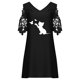 thumbnail image 5 of Vestidos de manga corta con hombros descubiertos y encaje con cuello en V estampado sexy de verano para mujer Fridja bnh5668, 5 of 8